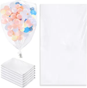 6 Pcs Large Balloon Transport Bags, 2 Sizes Plastic Giant Storage Bags, Clear Balloon Drop Bag For Christmas Wedding Birthday Celebration New Year's Eve Gender Reveal Graduation Party Supplies