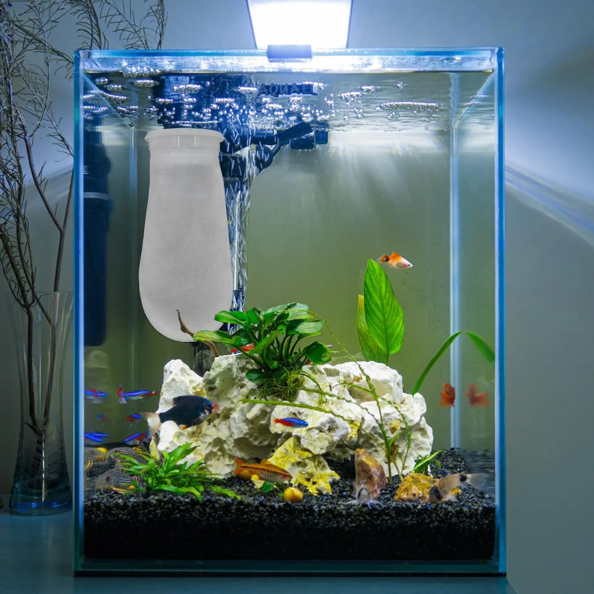 6Pcs 4 Inch Ring by 10 Inch Long Filter Socks 200 Micron, Aquarium Felt Socks, Aquarium Filter Bags for Freshwater Saltwater Aquariums Fish Tank, Sump Filter Socks, Use in Ponds Overflows
