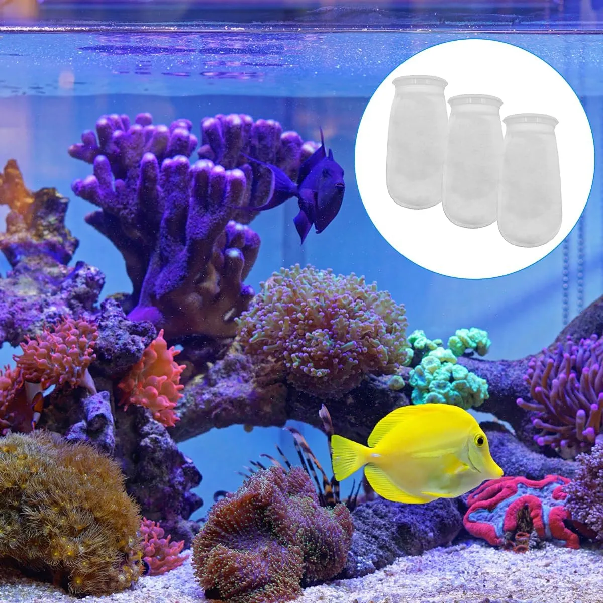 6Pcs 4 Inch Ring by 10 Inch Long Filter Socks 200 Micron, Aquarium Felt Socks, Aquarium Filter Bags for Freshwater Saltwater Aquariums Fish Tank, Sump Filter Socks, Use in Ponds Overflows