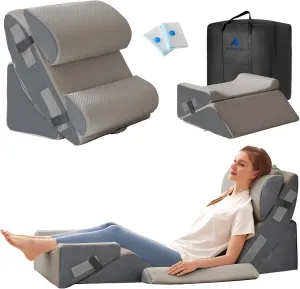 6PCS Wedge Pillow Set for After Surgery, Sit Up Pillow for Bed, Back Support Pillow, Bed Wedge for Shoulder, Leg Pain Relief, Post Surgery Pillow for Sleeping, Acid Reflux, Grey