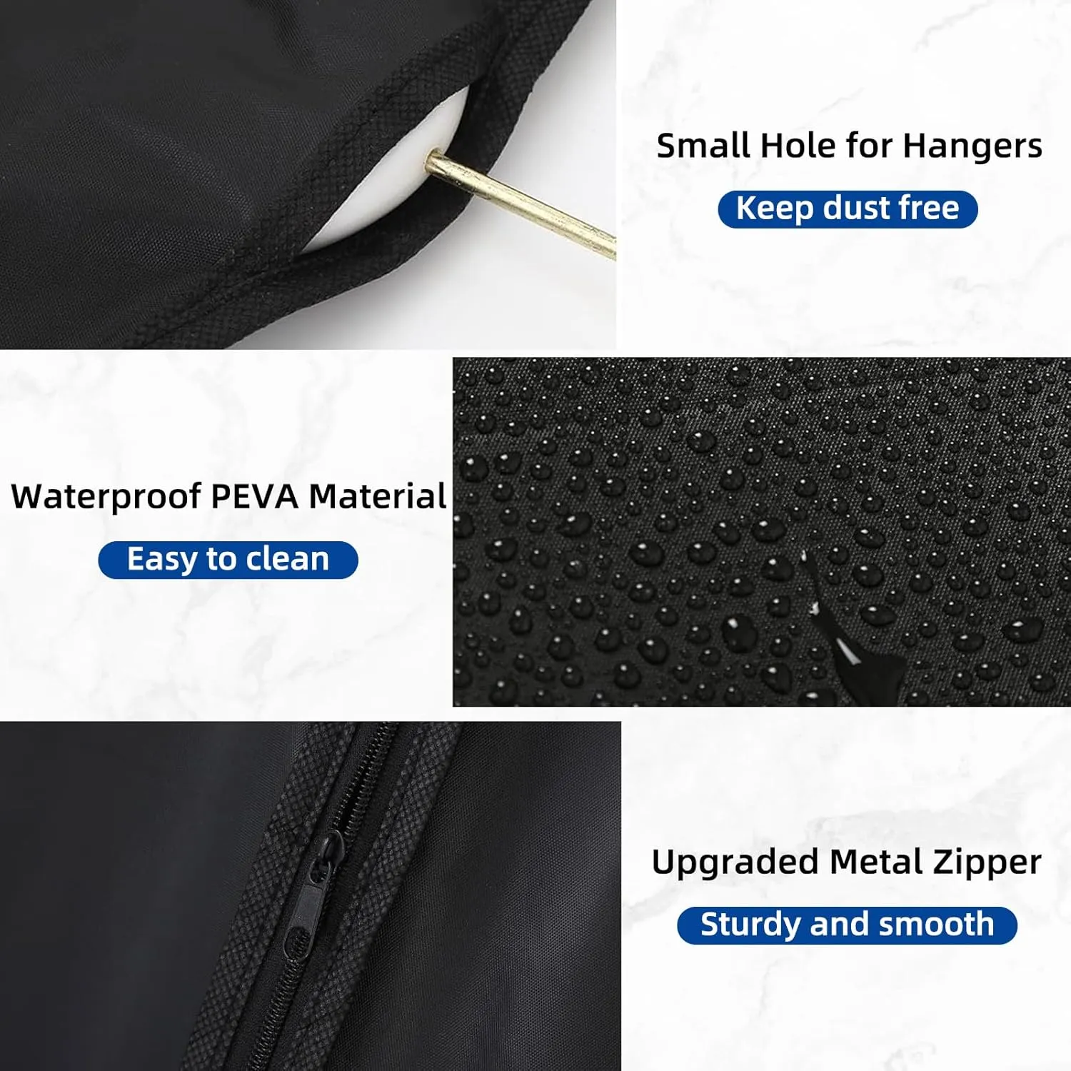 70"" Gusseted Garment Bags for Hanging Clothes 70"" Dress Bags for Gowns Long Waterproof Dress Cover for Closet Hanging Clothes Storage Bag, 2 Packs (BLACK, X)