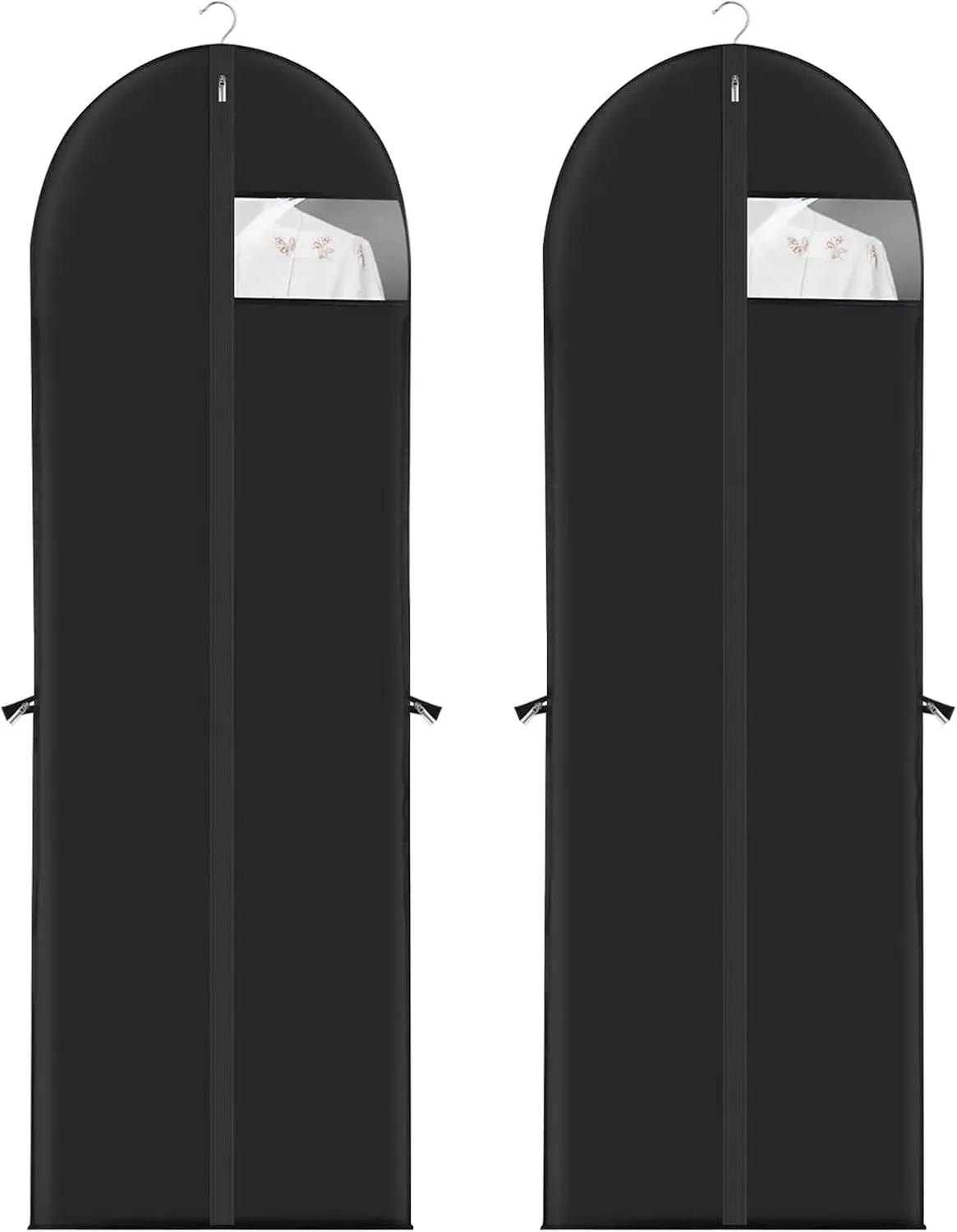 70"" Gusseted Garment Bags for Hanging Clothes 70"" Dress Bags for Gowns Long Waterproof Dress Cover for Closet Hanging Clothes Storage Bag, 2 Packs (BLACK, X)