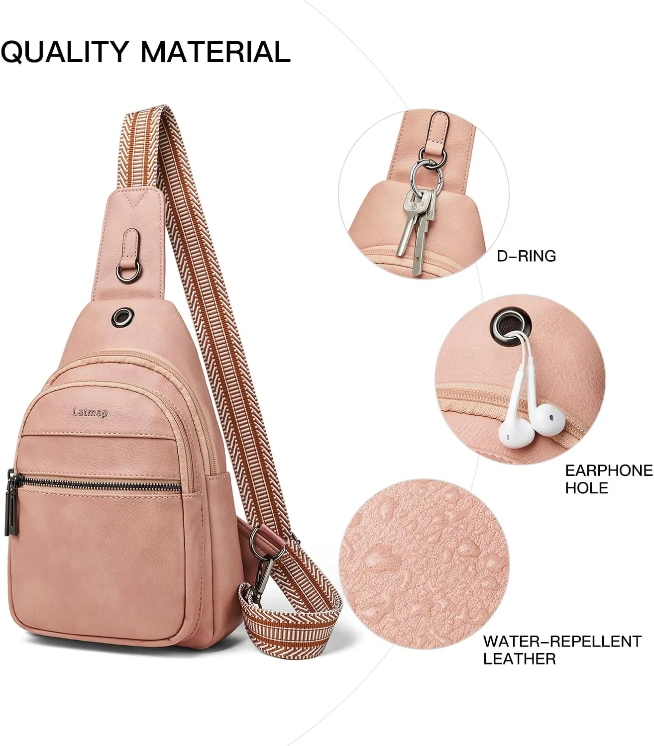 7L Sling Bag For Women Men Crossbody Shoulder Tote Blet Bags Backpack Fanny Pack Travel Purse Faux Leather