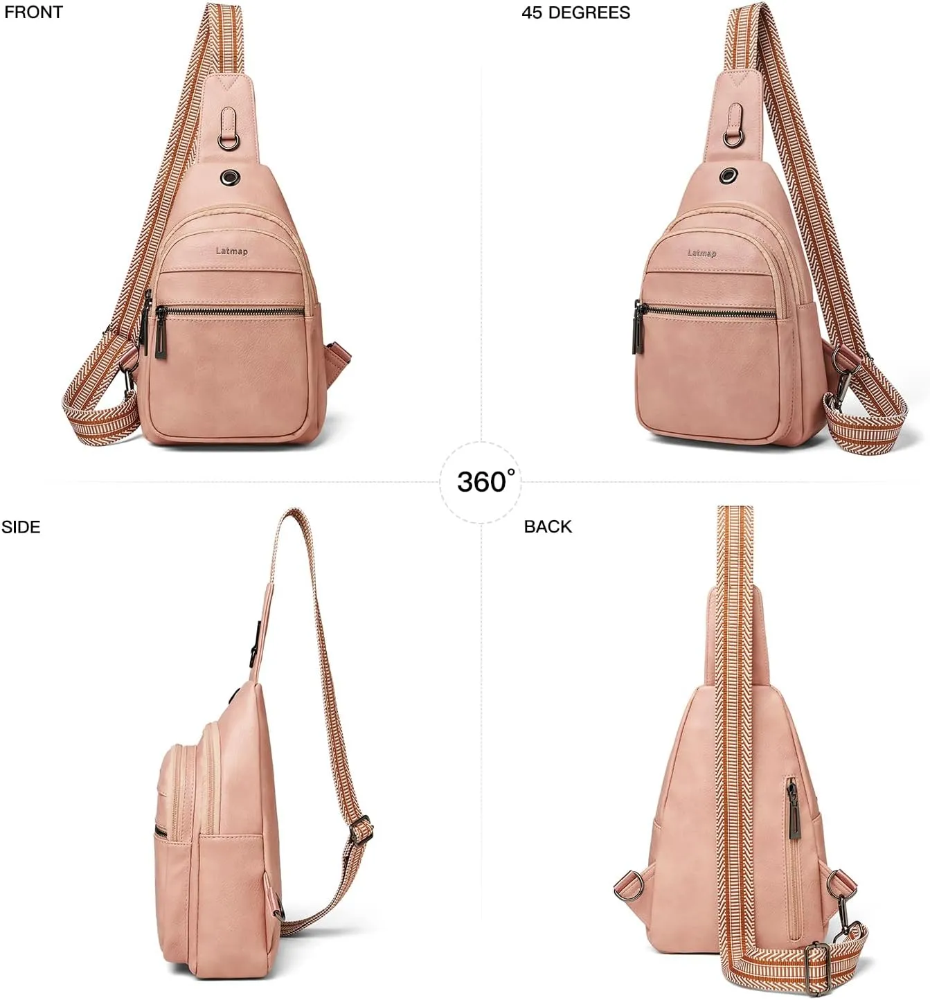 7L Sling Bag For Women Men Crossbody Shoulder Tote Blet Bags Backpack Fanny Pack Travel Purse Faux Leather
