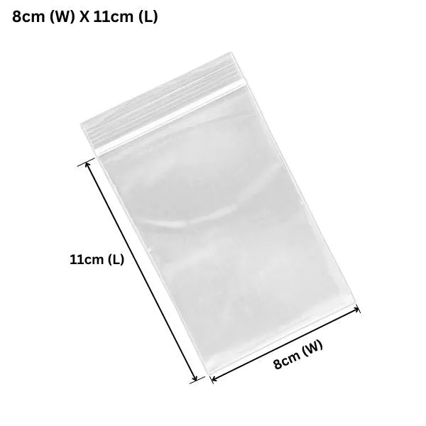 80 x 110mm ZipLock Clear Resealable Plastic Bags