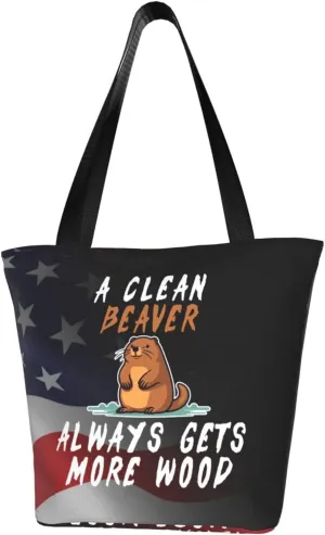 A Clean Beaver Always Gets More Wood Fashion Shoulder Bag Large Capacity For Man Or Woman