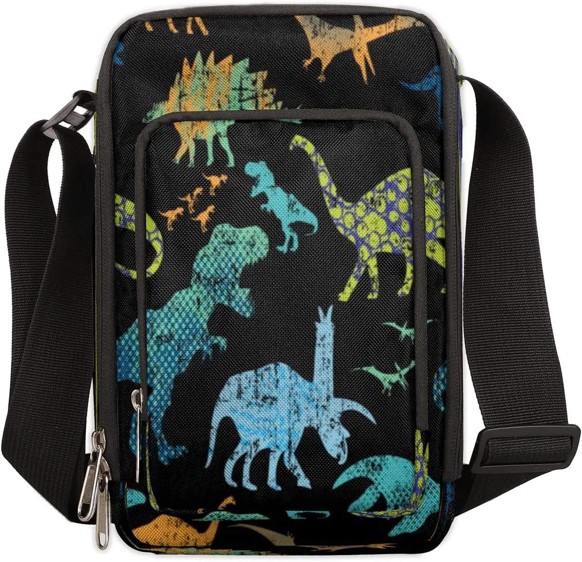 Abstraction Dinosaurs Crossbody Bag Small Sling Bag for Women and Men with Adjustable Shoulder Strap and Zipper Waterproof Fanny Pack for Working Traveling Hiking