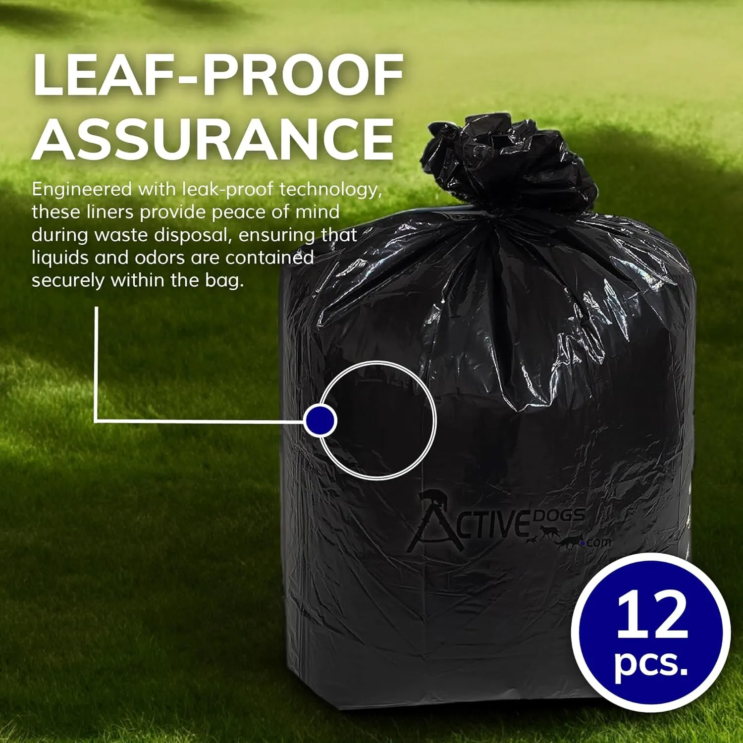 ActiveDogs Dog Poop Bucket Bags 12PK - Heavy Duty 5 Gallon Poop Bags for Dogs Waste Removal Trash Can, Bucket or Pail - Extra Thick 1.2ml Plastic Tear Resistant & Leak Proof Refill Liners