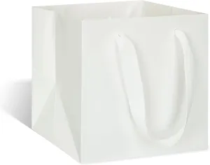 ADIDO EVA White Square Gift Bags Medium Size Square Bottom Paper Bags with Handles for Party Favor, Shopping Packaging Bags (10x10x10 IN, 10 CT)