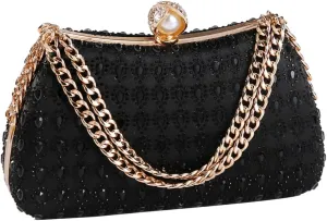 Afashor Women's Rhinestone Glitter Handbags with Chain Shoulder Clutch Purse Shiny Evening Bags for Party
