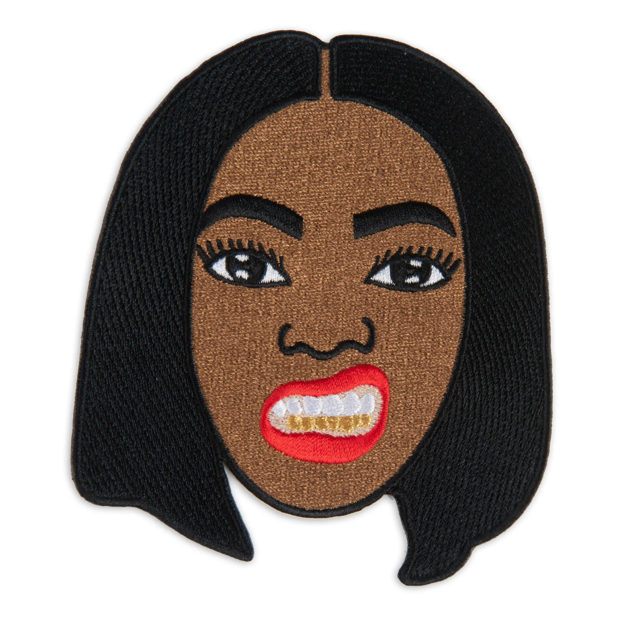 Afrocentric Girl with Gold Teeth Patch for Clothing Decor