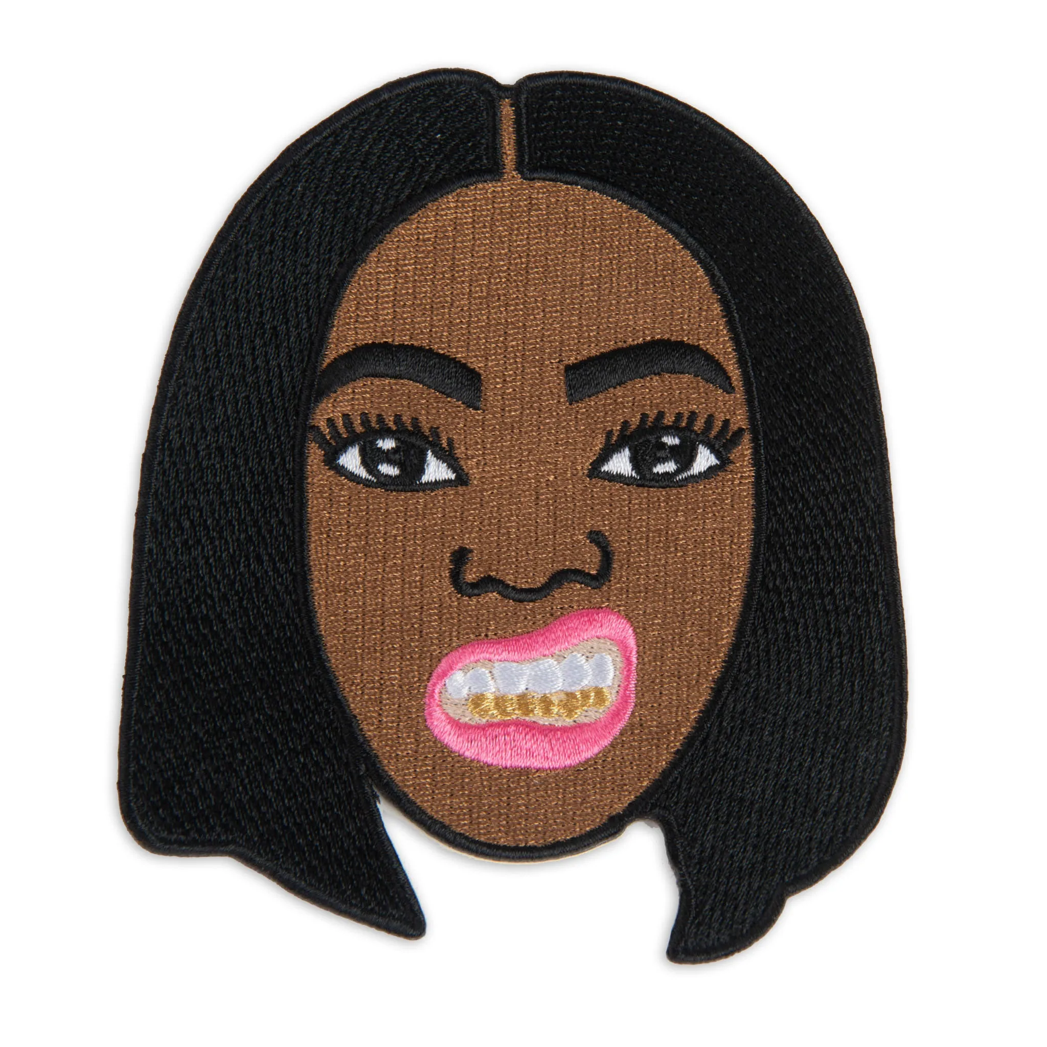 Afrocentric Girl with Gold Teeth Patch for Clothing Decor