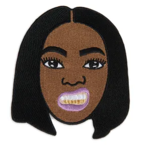 Afrocentric Girl with Gold Teeth Patch for Clothing Decor