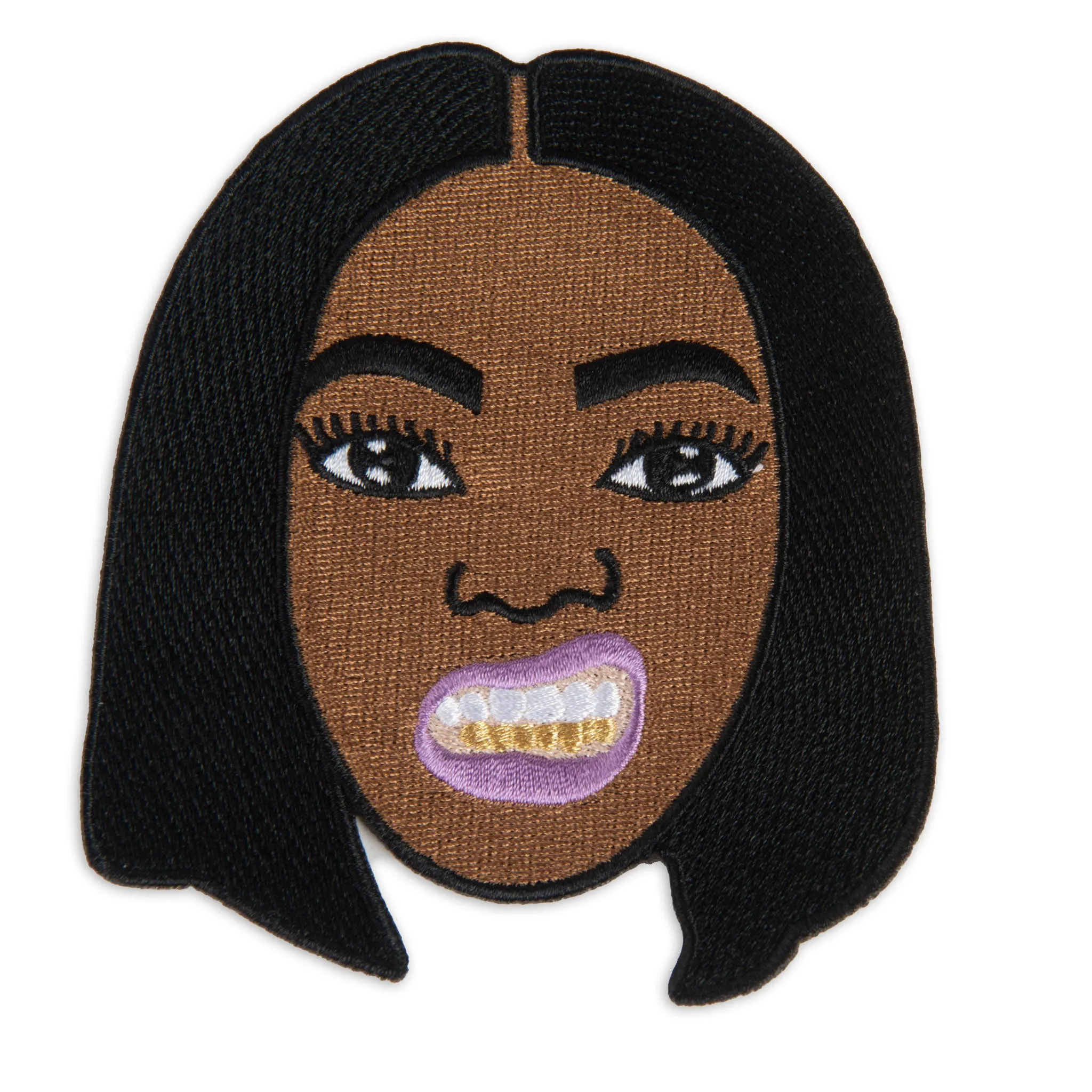 Afrocentric Girl with Gold Teeth Patch for Clothing Decor