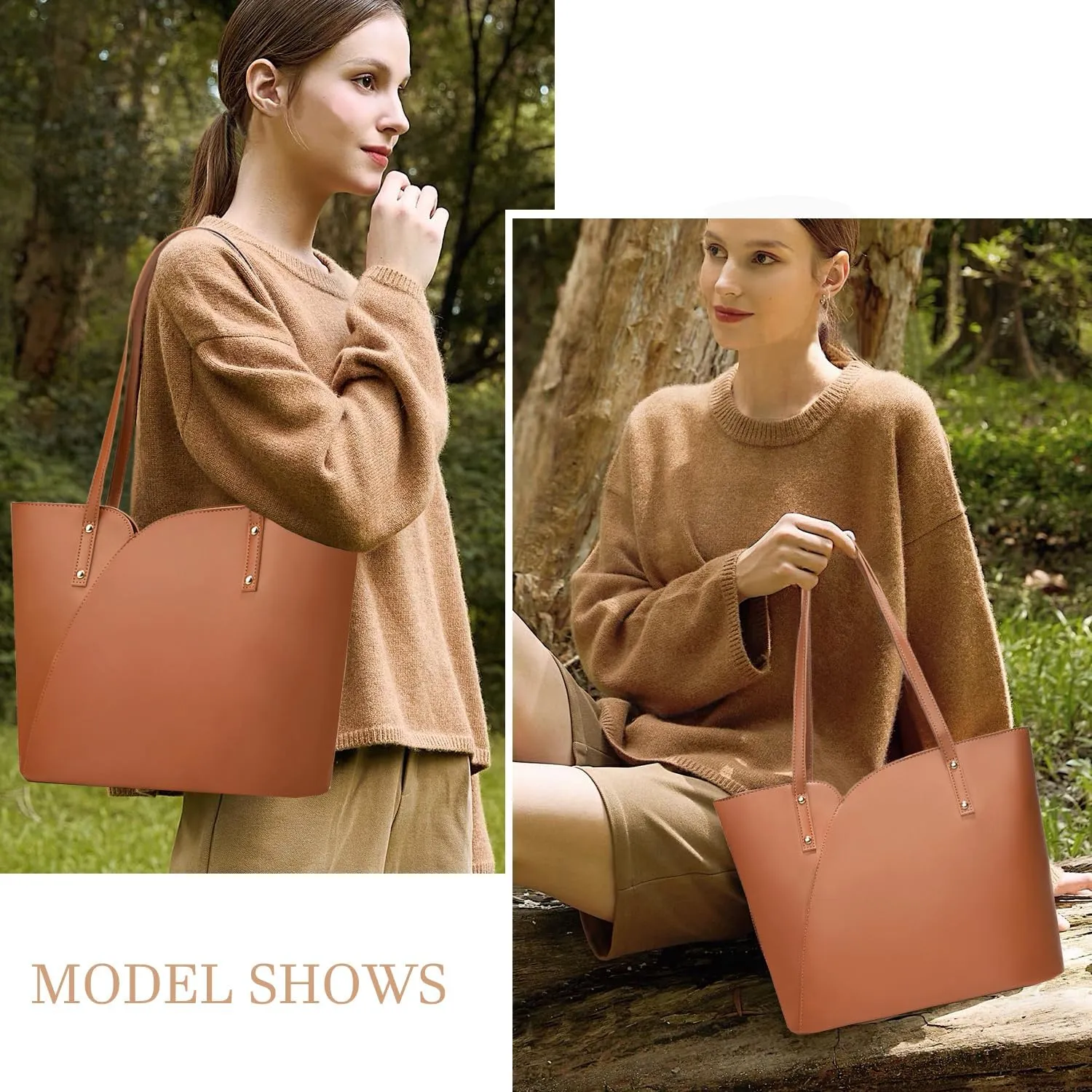 ALARION Tote Bag for Women Soft Faux Leather Shoulder Bag Ladies Zipper Tote Purses for Women Large Satchel Shoulder Handbag