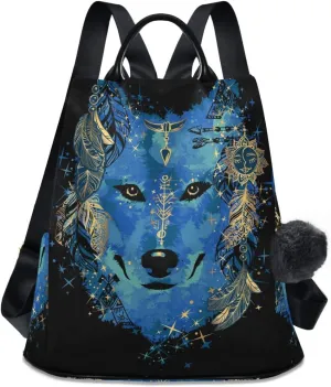 ALAZA Watercolor Tattoo of Wolf Head Outdoor Backpack Bags for Woman
