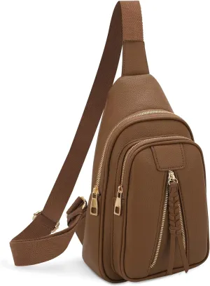 ALYSSA Large Sling Bag for Women Crossbody Fanny Packs for Women Faux Leather Sling Chest Bag Crossbody Bags for Women Trendy