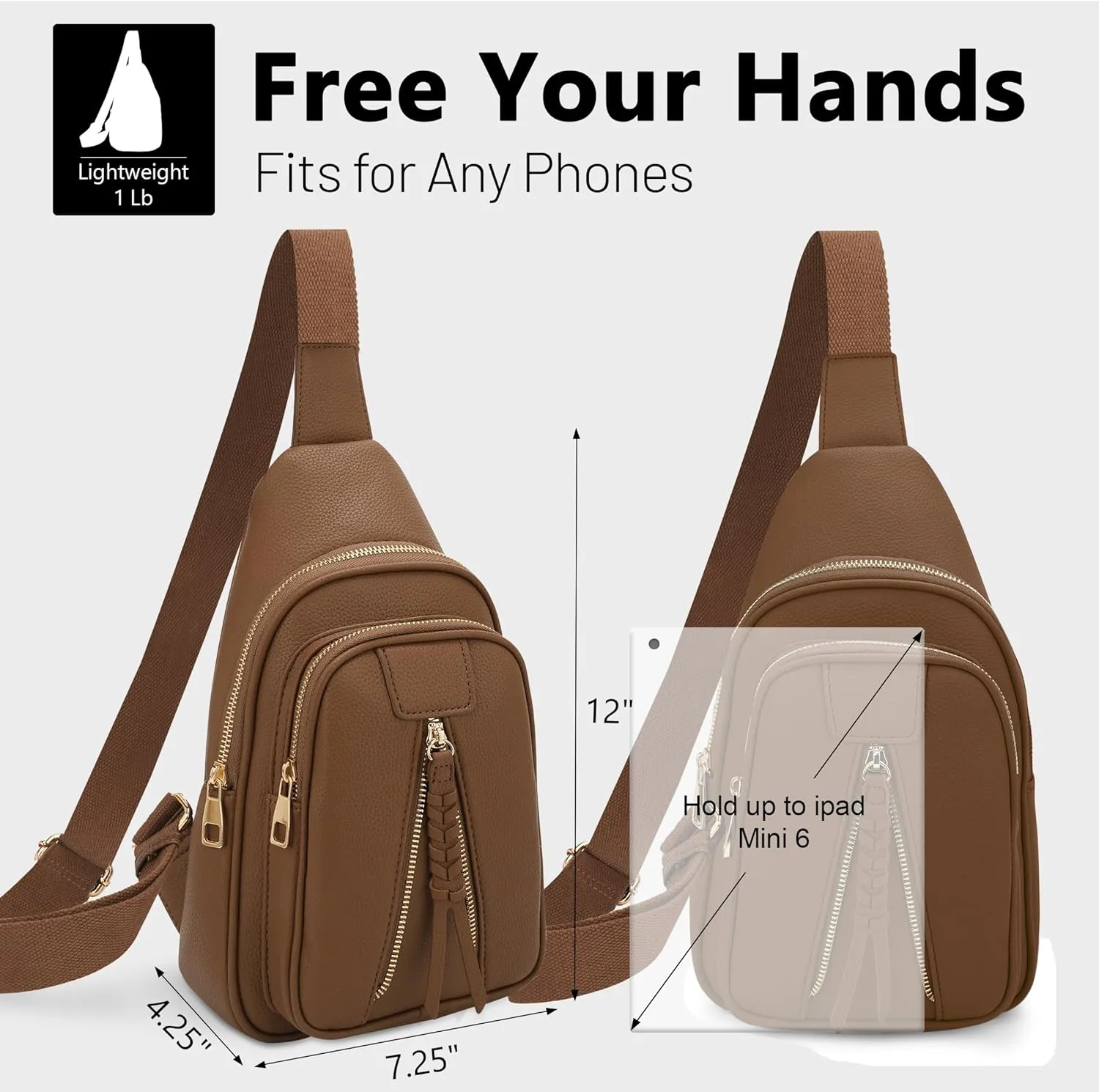 ALYSSA Large Sling Bag for Women Crossbody Fanny Packs for Women Faux Leather Sling Chest Bag Crossbody Bags for Women Trendy