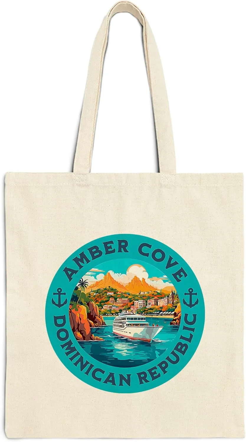 Amber Cove Dominican Republic Cotton Tote Bag for Women Men Casual Tote Bag Cloth Canvas Shopping Bags with Handles Cute Bags Everyday Use 15" x 16" Aesthetic Gift ID44997