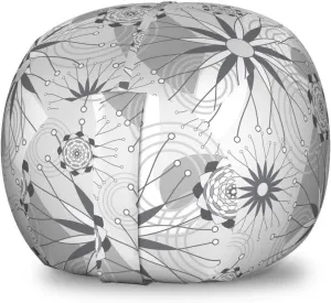 Ambesonne Abstract Storage Toy Bag Chair, Modern Surreal Interpretation of Geometrical and Concentric Flower Designs, Stuffed Animal Organizer Washable Bag, Small Size, Grey and White