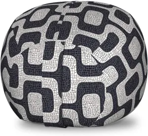 Ambesonne Abstract Storage Toy Bag Chair, Modern White and Black Wave Pavement Pattern Fractal Looking Mosaic, Stuffed Animal Organizer Washable Bag, Small Size, Black Pale Grey White