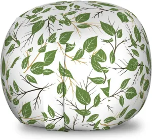 Ambesonne Aloha Storage Toy Bag Chair, Interpretation of Branches with Leaves Flourishing on a Plain Background, Stuffed Animal Organizer Washable Bag, Small Size, Brown Green Camel