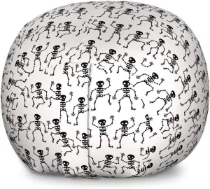Ambesonne Bones Storage Toy Bag Chair, Funny Interpretation of Whimsical Dancing Skeletons Horizontally Aligned, Stuffed Animal Organizer Washable Bag, Large Size, Charcoal Grey and White