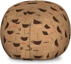 Ambesonne Coffee Storage Toy Bag Chair, Coffee Cups in Earthen Tones Fresh Espresso Latte Drink Caffeine Image, Stuffed Animal Organizer Washable Bag, Large Size, Chocolate Pale Brown
