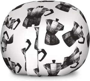 Ambesonne Coffee Storage Toy Bag Chair, Teapot Moka Mocha Maker Geyser Italian Coffee Brewing Charcoal Sketch, Stuffed Animal Organizer Washable Bag, Large Size, Charcoal Grey and White