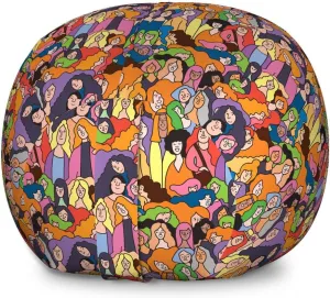 Ambesonne Feminism Storage Toy Bag Chair, Doodle Style Interpretation of Many Women Assembled Together in Union and Peace, Stuffed Animal Organizer Washable Bag, Large Size, Multicolor