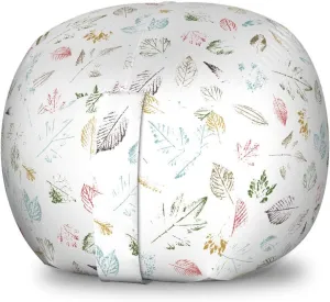 Ambesonne Foliage Storage Toy Bag Chair, Botanical Theme Leaf Imprints Various Autumn Elements Pattern Natural Artwork, Stuffed Animal Organizer Washable Bag, Small Size, Multicolor