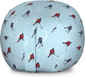 Ambesonne Sport Storage Toy Bag Chair, Abstract Lines Background Ice Hockey Pattern Competitive Match Winter Season, Stuffed Animal Organizer Washable Bag, Large Size, Black Blue