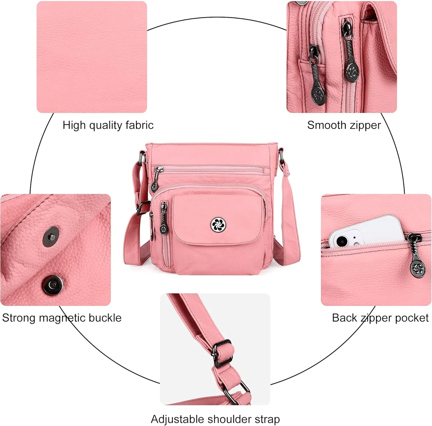 Angel Kiss Crossbody Bags Faux Vegan Leather Shoulder Bags for Women Small Handbag with Adjustable Strap