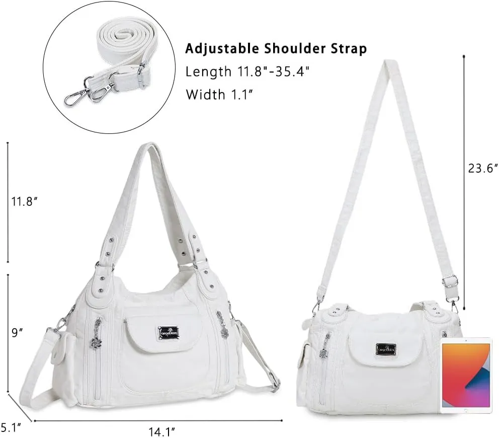 Angel Kiss Purses for Women, Large Shoulder Bag Hobo Tote Purse Mutipocket Faux Leather Satchel Hobo Purse
