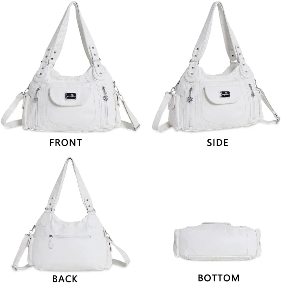 Angel Kiss Purses for Women, Large Shoulder Bag Hobo Tote Purse Mutipocket Faux Leather Satchel Hobo Purse