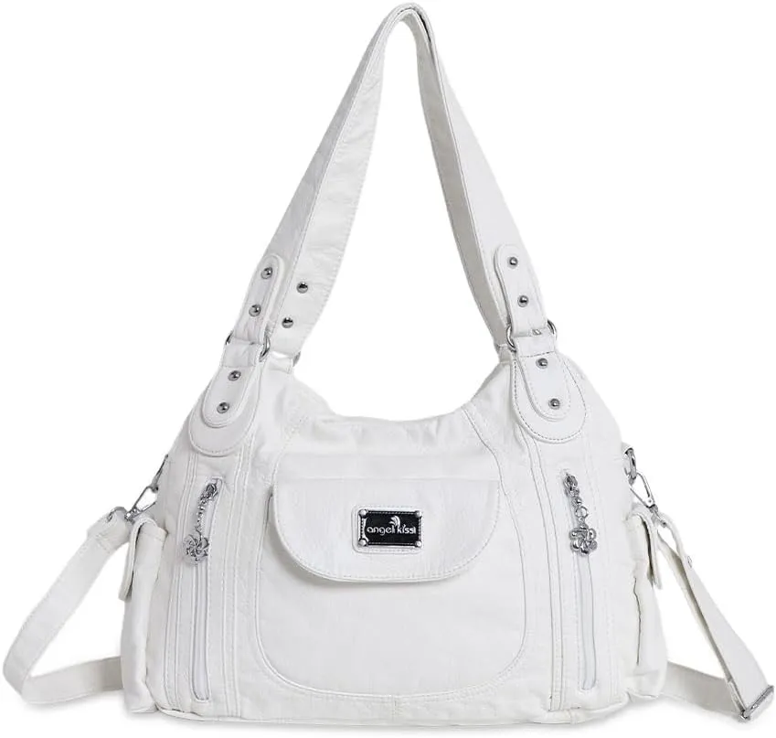Angel Kiss Purses for Women, Large Shoulder Bag Hobo Tote Purse Mutipocket Faux Leather Satchel Hobo Purse