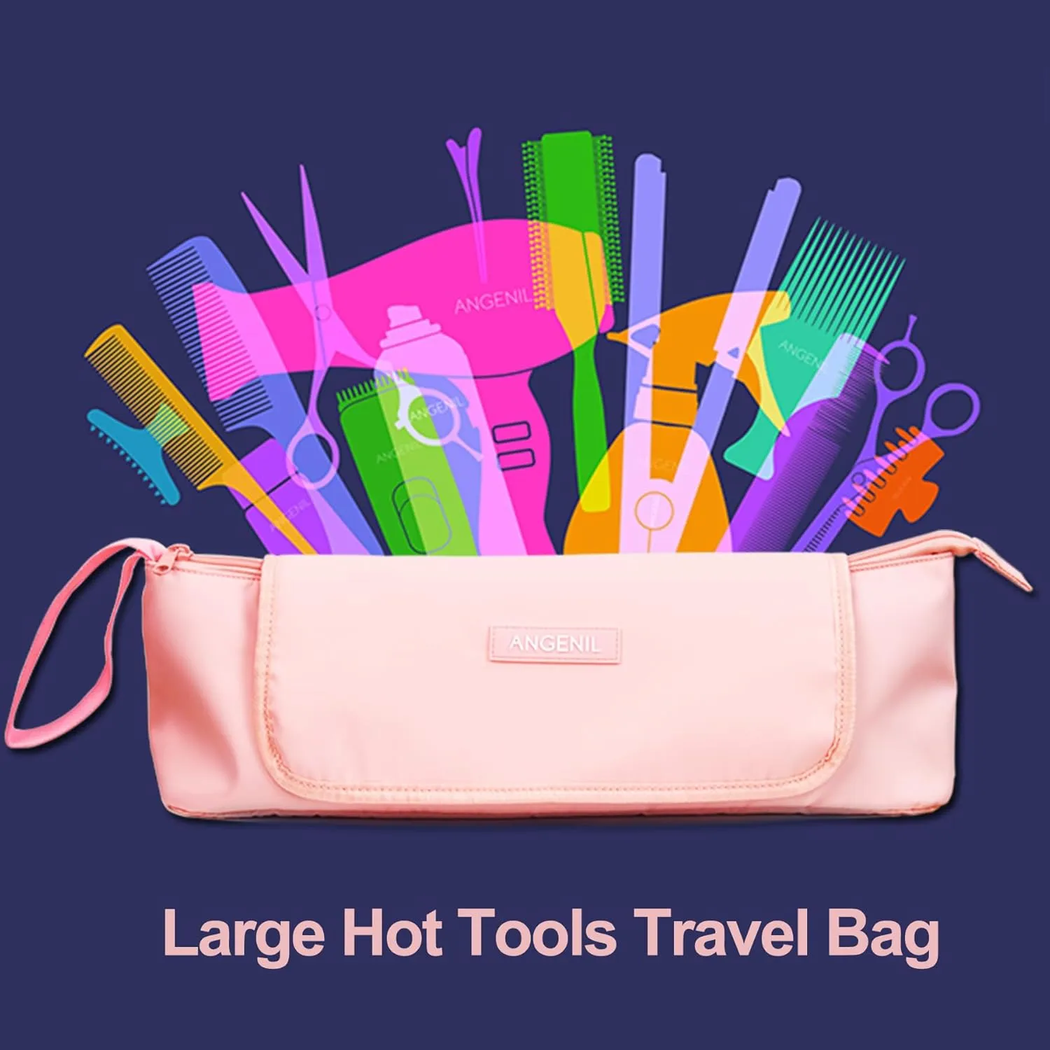 ANGENIL Pro Large Capacity Heat Mat for Hot Hair Iron Tools Travel Bag 2 in 1, Heat Resistant Mat for Hair Straighteners, Curling Irons, Hair Dryers, Hot Air Brushes, Portable Bags Travel Essentials