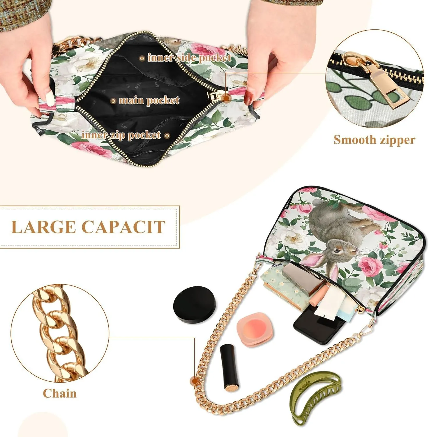 Angry Cat with Canary on Head Hand Bags for Women, Crossbody Bags