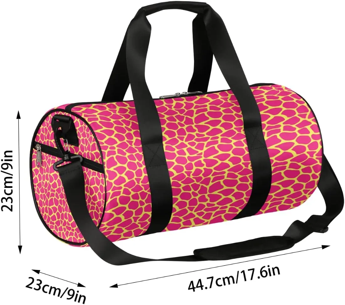 Animal Fur Print Gym Bag Small Gym Duffel Bags for Men Women Giraffe Spots Overnight Weekender Bag Lightweight Sport Duffle Bag Carry On Gymbag
