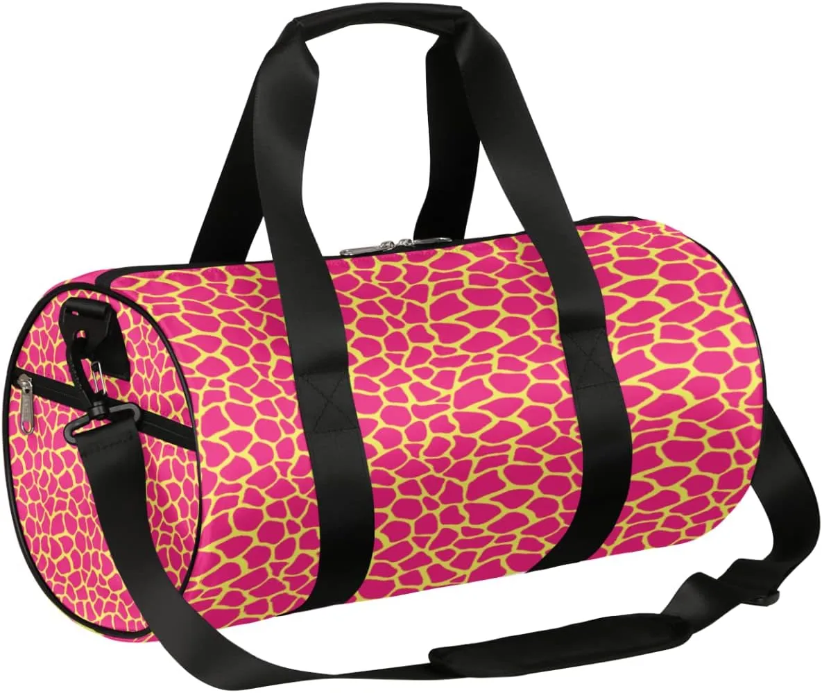 Animal Fur Print Gym Bag Small Gym Duffel Bags for Men Women Giraffe Spots Overnight Weekender Bag Lightweight Sport Duffle Bag Carry On Gymbag