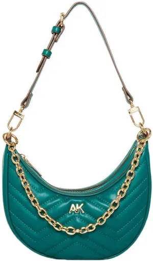 Anne Klein Quilted Crescent Shoulder Bag with Swag Chain