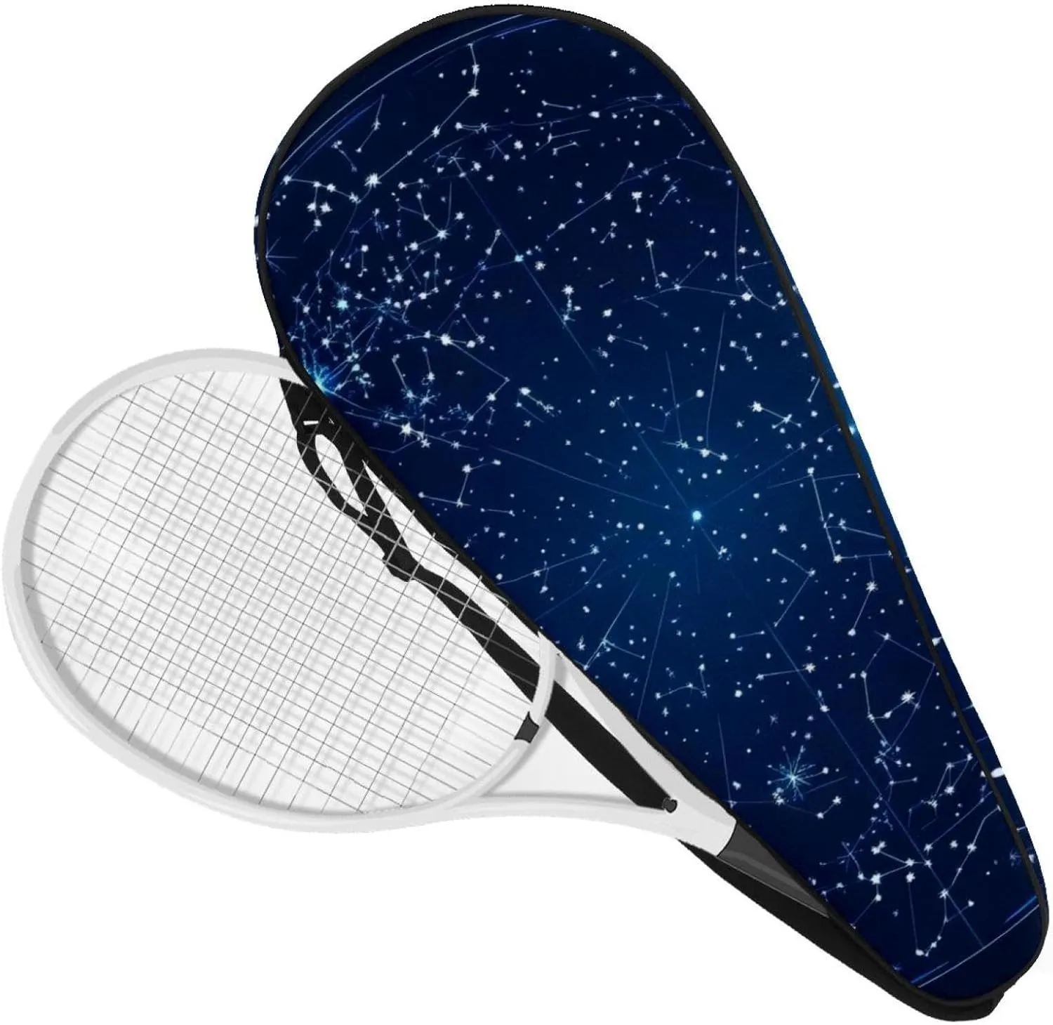 Art Watercolor Navy Blue Flowers Tennis Racquet Bag Lightweight Racket Carrying Bag for Youth and Adults