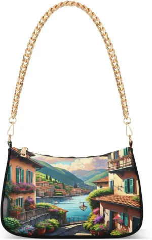 Attractive View Small Village Along Hand Bag for Women, Crossbody Bags for Women Trendy