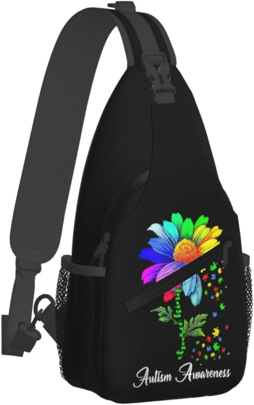 Autism Awareness Mom Crossbody Bag Adjustable Sling Bag Casual Chest Bags Travel Shoulder Backpack