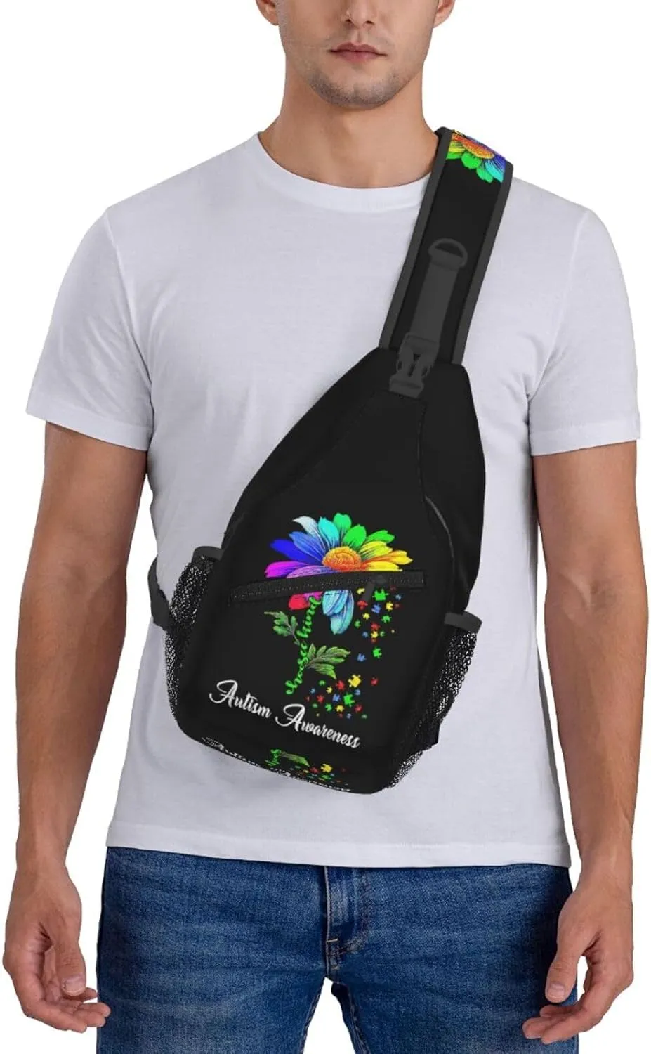 Autism Awareness Mom Crossbody Bag Adjustable Sling Bag Casual Chest Bags Travel Shoulder Backpack