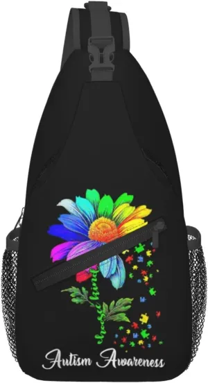 Autism Awareness Mom Crossbody Bag Adjustable Sling Bag Casual Chest Bags Travel Shoulder Backpack