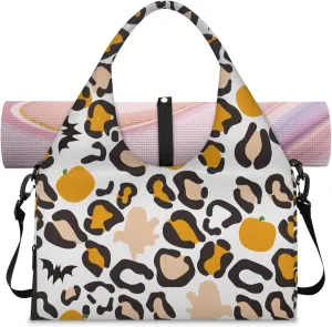 Autumn Pattern Vibes Gym Bag Yoga Mat Tote for Women with Shoes Compartment Lightweight Duffle Travel Carrier Wet Dry Storage Pockets Adjustable Pilates Mats Shoulder Bags for Sport Swim