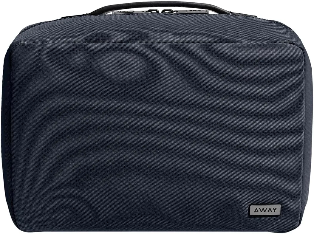 Away Small Toiletry Bag, Travel Essentials Organizer with Mesh and Clear Pockets, Waterproof, Easy to Clean, Compact Travel Pouch, Navy Blue