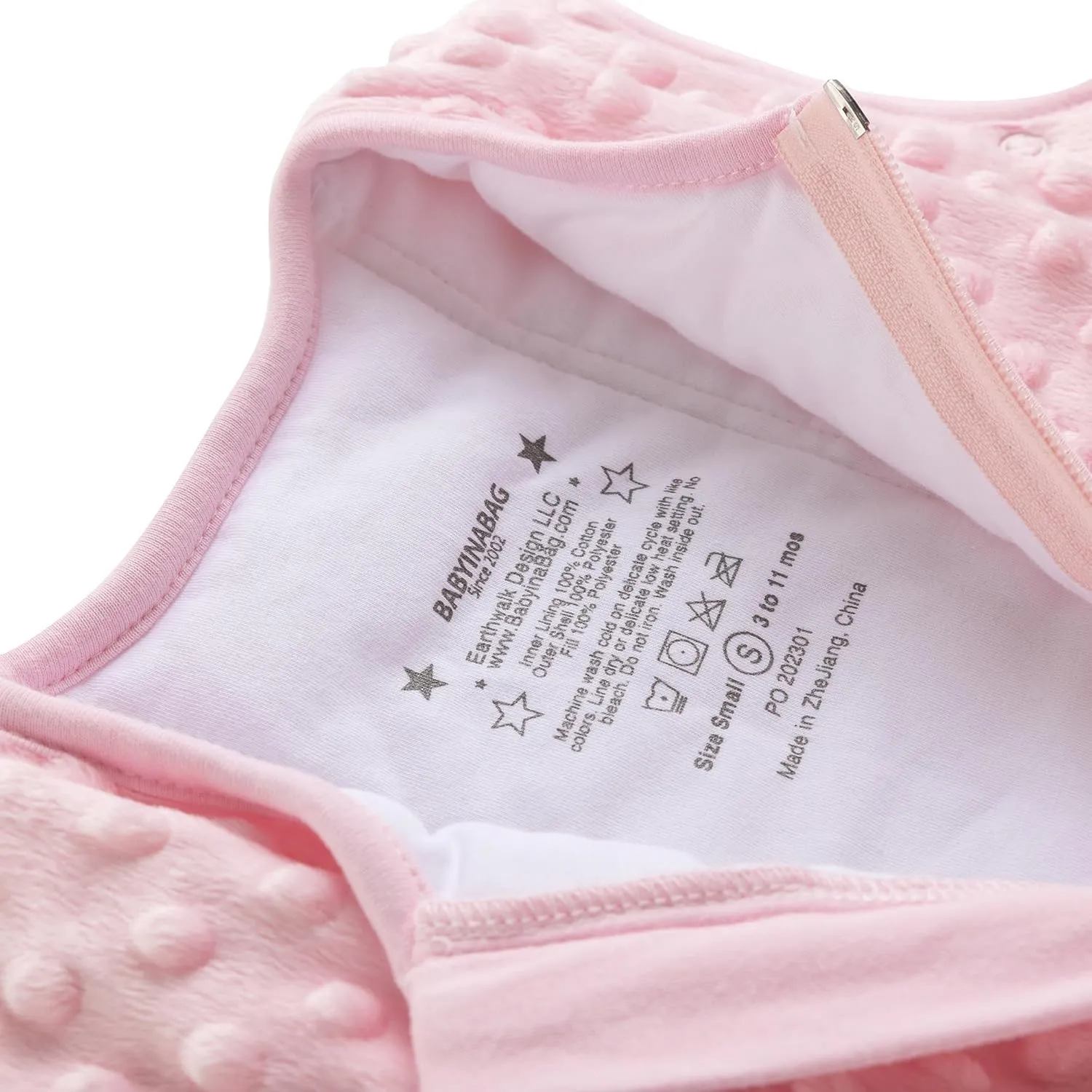 BABYINABAG Summer Model Baby Sleeping Bag and Sack, Plush Minky Dot, 1.25 Tog for Infants and Toddlers (Medium (10-24 mos))