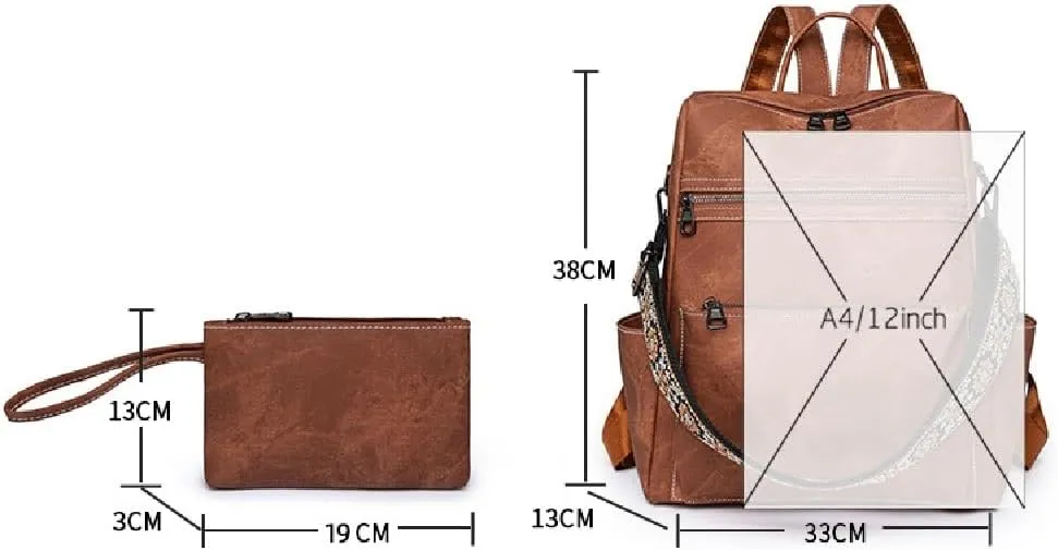 Backpack Handbags for Women PU Leather,Ladies Travel Backpack Fashion Waterproof Anti-Theft Shoulder Bag (Black)